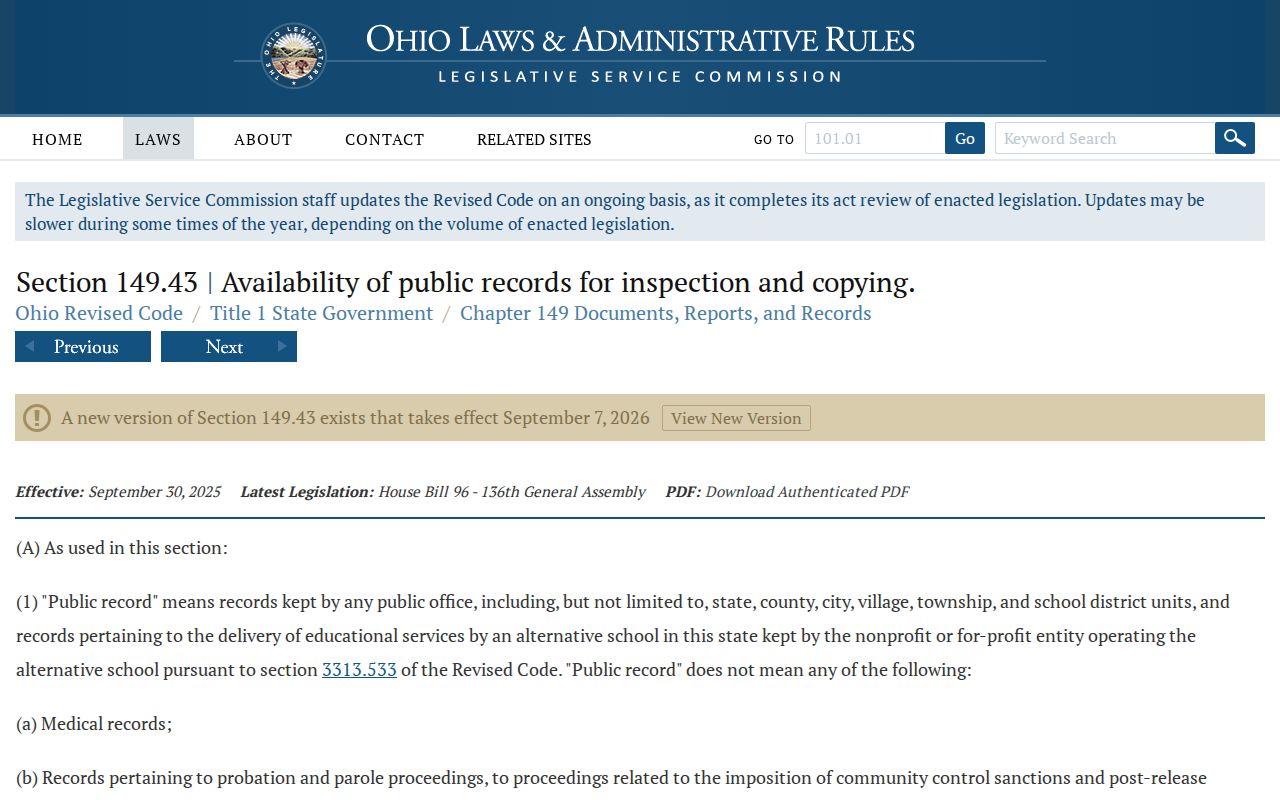 Perrysburg residents directory Ohio Public Records Act source