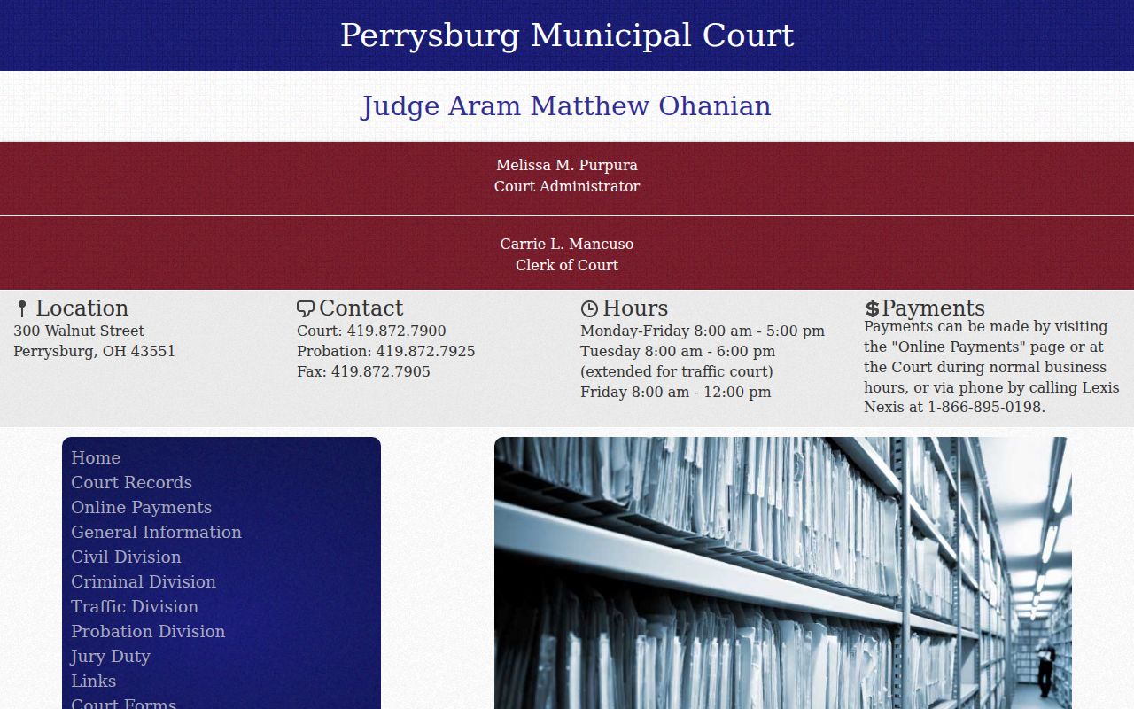 Perrysburg residents directory municipal court search page