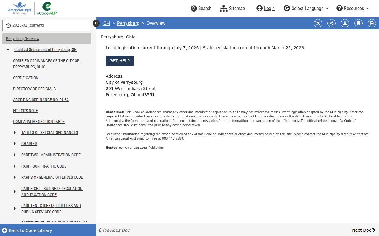 Perrysburg neighbors municipal code and address records